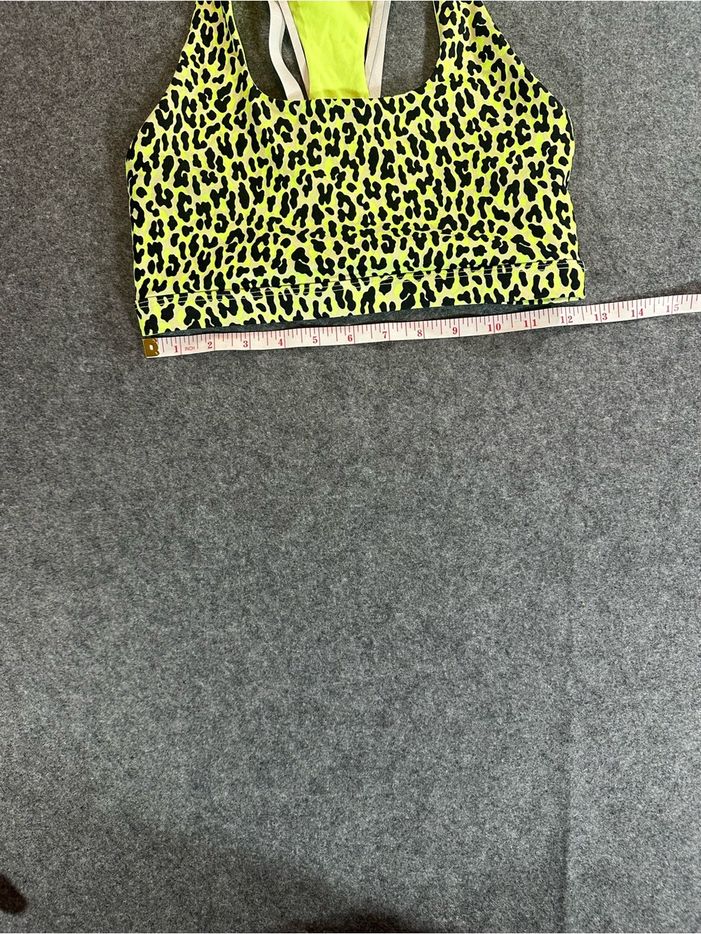 Fabletics Yellow Leopard Racerback Sports Bra - Picture 5 of 5